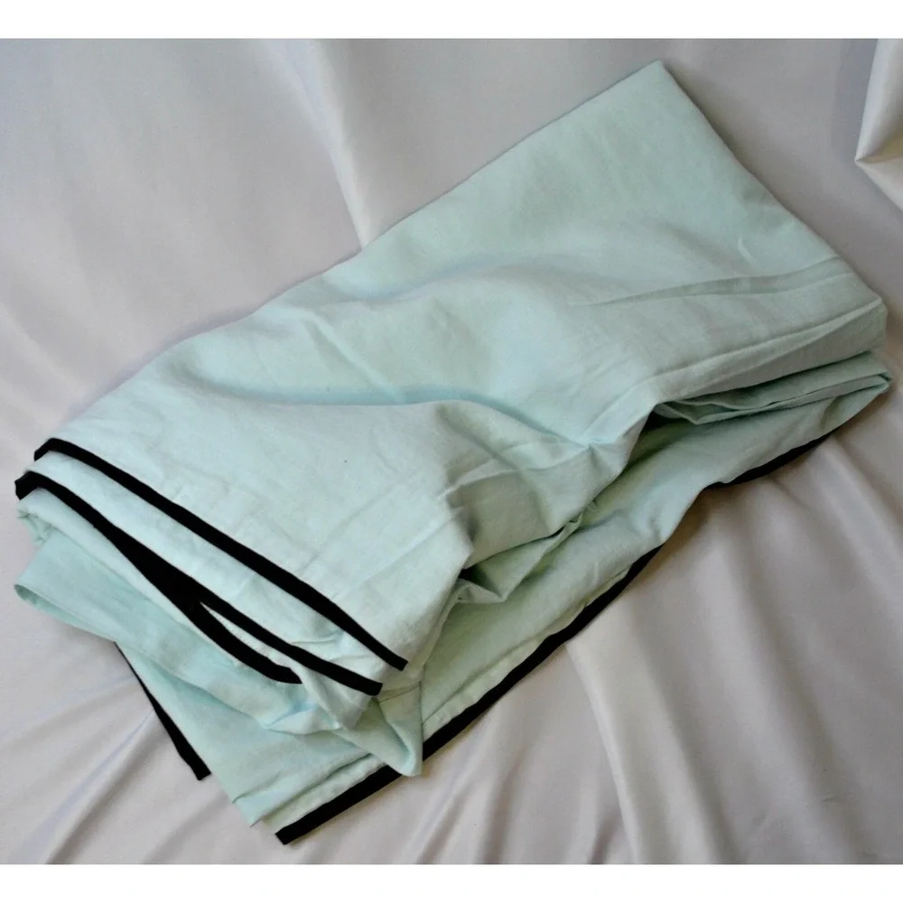 West Elm linen cotton blend‎ ice blue slate grey trim full/queen duvet cover